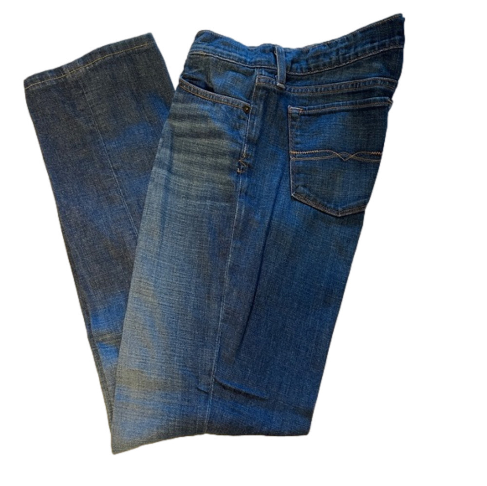 Lucky Brand Charlie Straight Jeans Medium Blue Distressed Wash Size 8